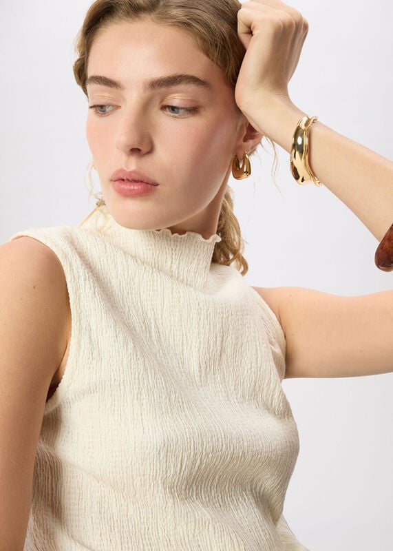 Ivory Textured Sleeveless Top