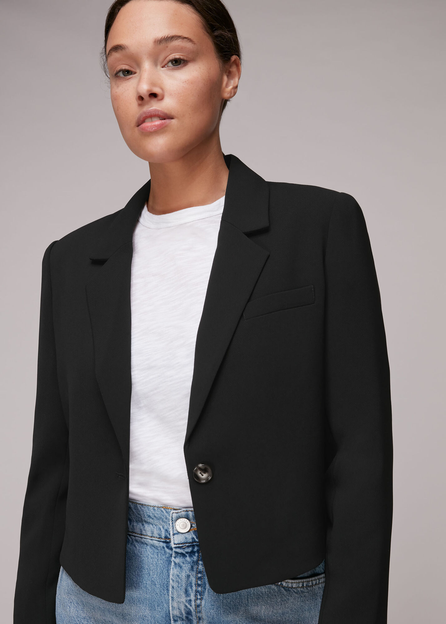 Black Cropped Blazer WHISTLES