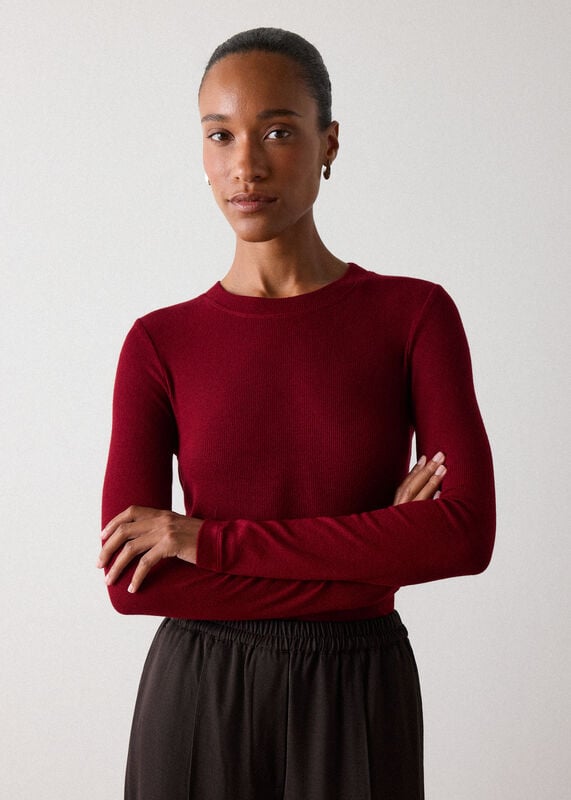 Red Essential Ribbed Crew