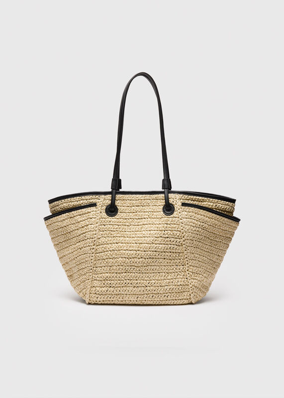 Neutral Zoelle Straw Tote Bag