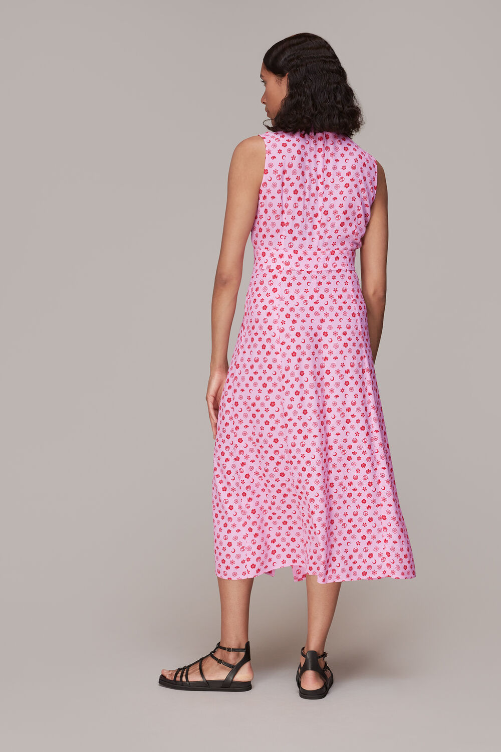 Pink Moon Floral Print Midi Dress