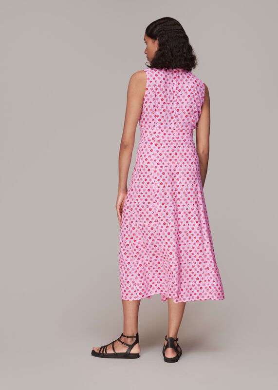 Pink Moon Floral Print Midi Dress