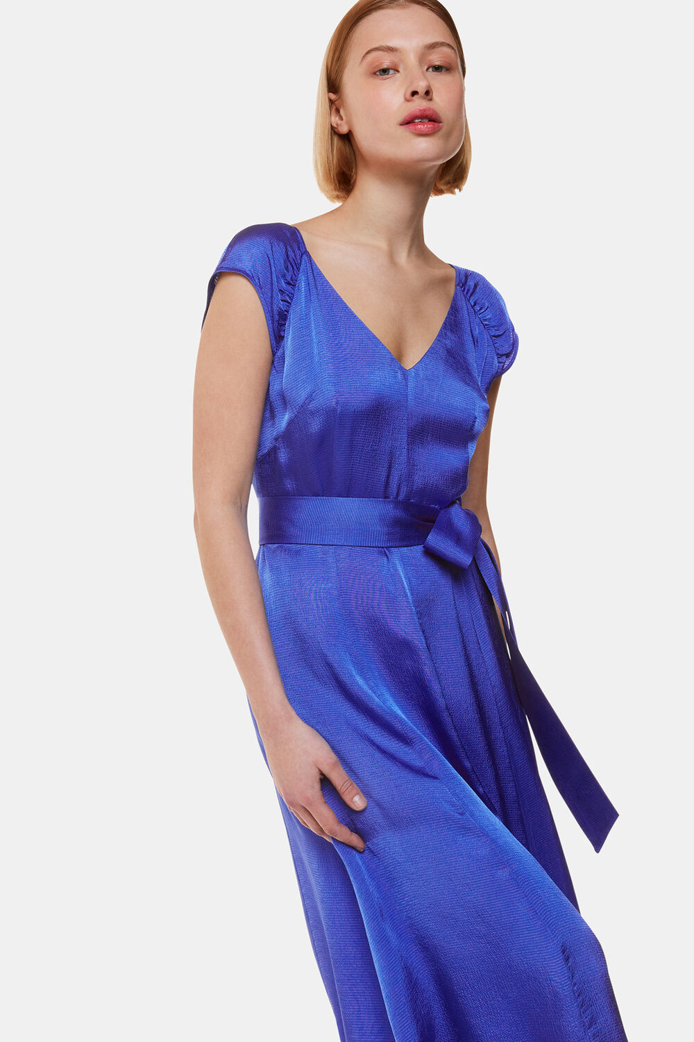 Arie Hammered Satin Midi Dress