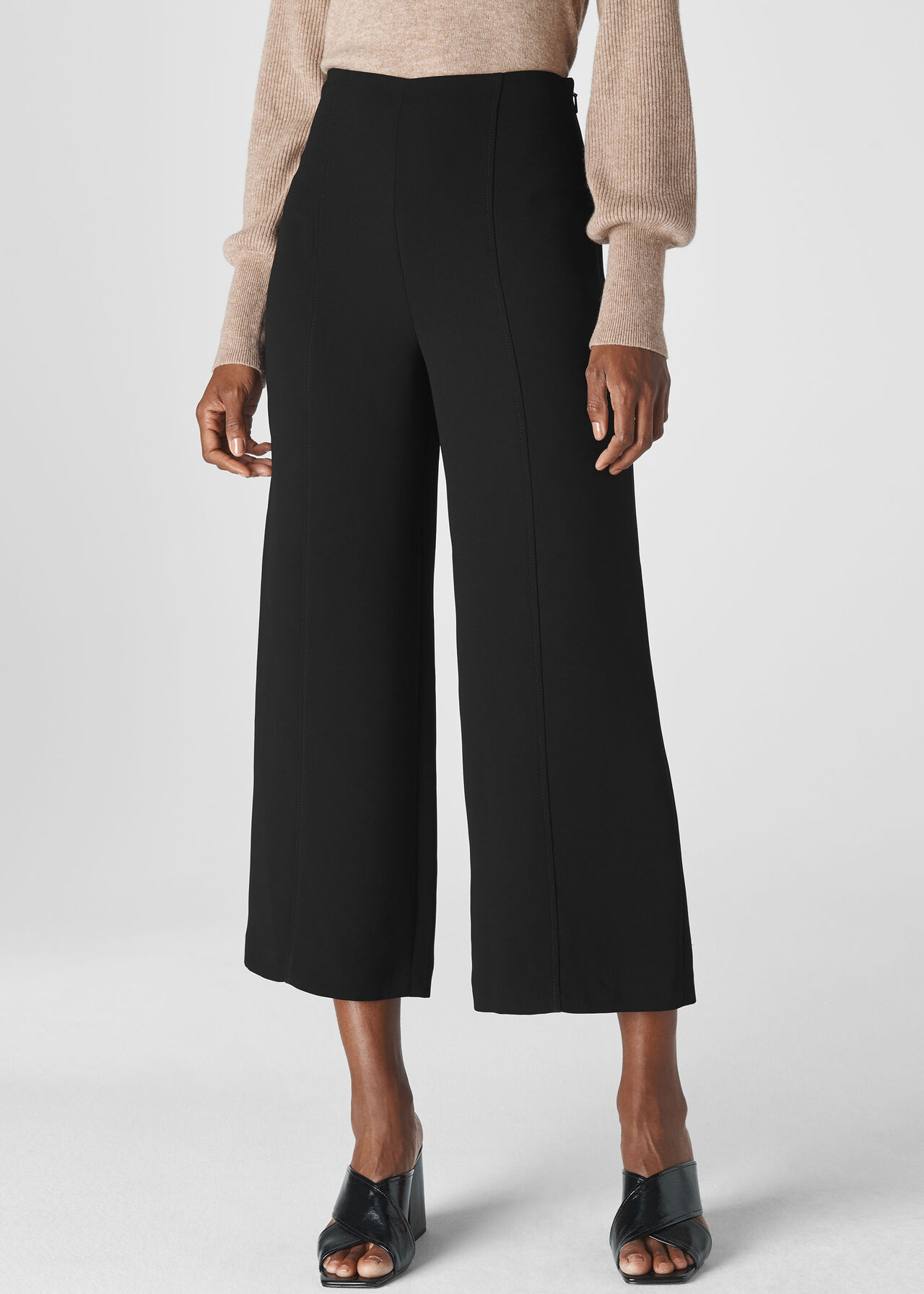 Black Flat Front Crop Trouser | WHISTLES