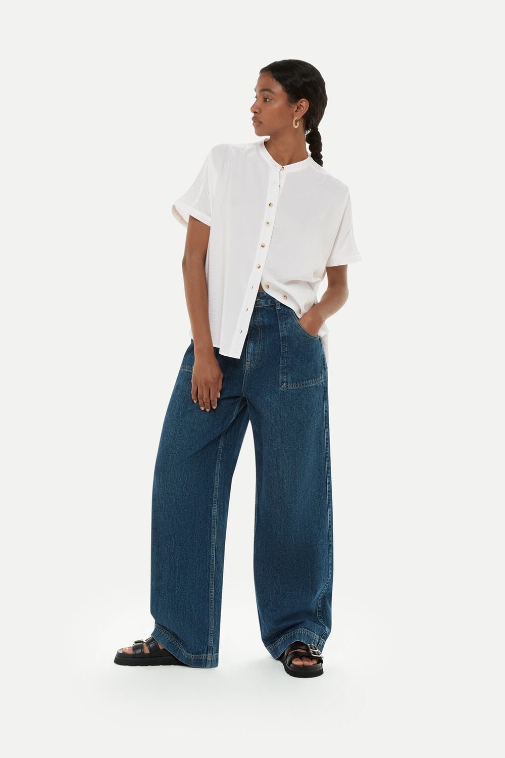 White Maisie Shirred Sleeve Blouse