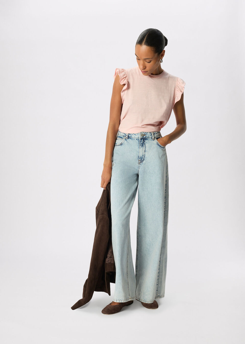 Frill Sleeve Broderie Tee