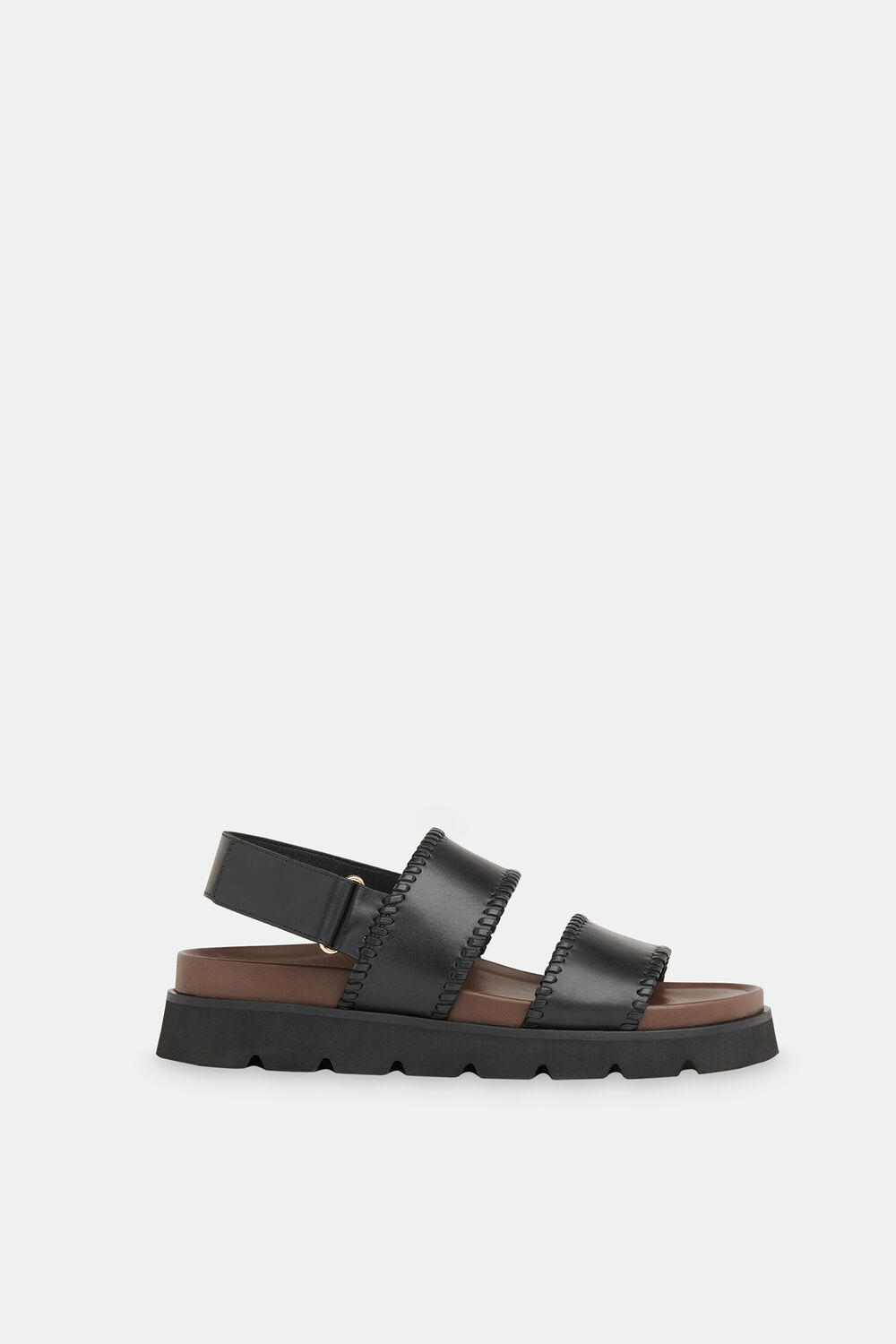 Black Ruben Whipstitch Velcro Sandal