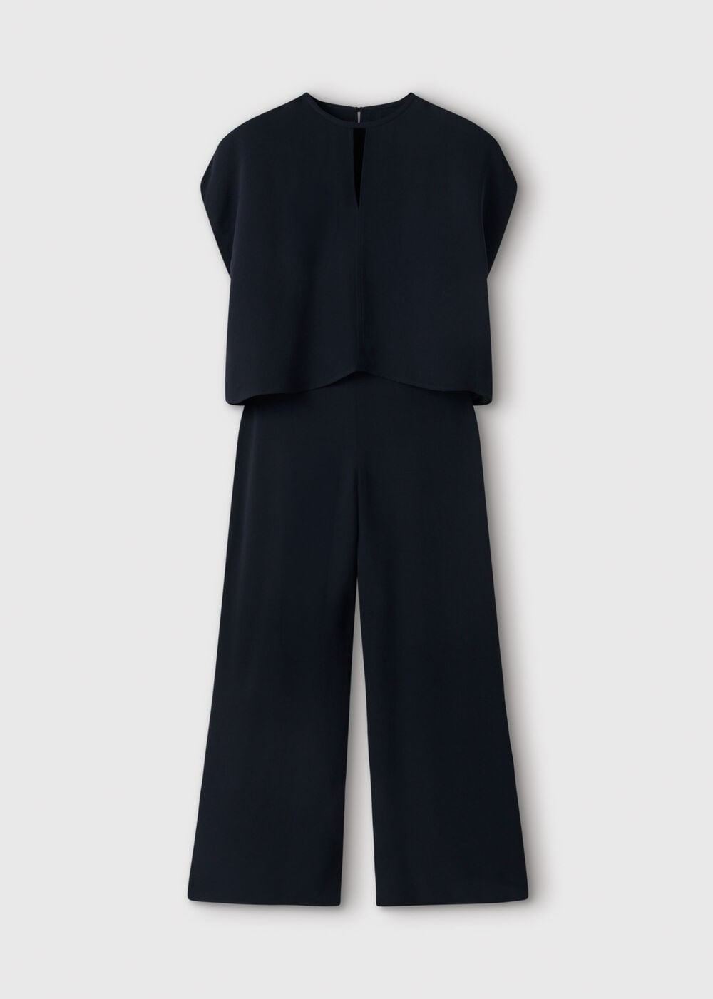 Navy Cape Detail Crepe Jumpsuit
