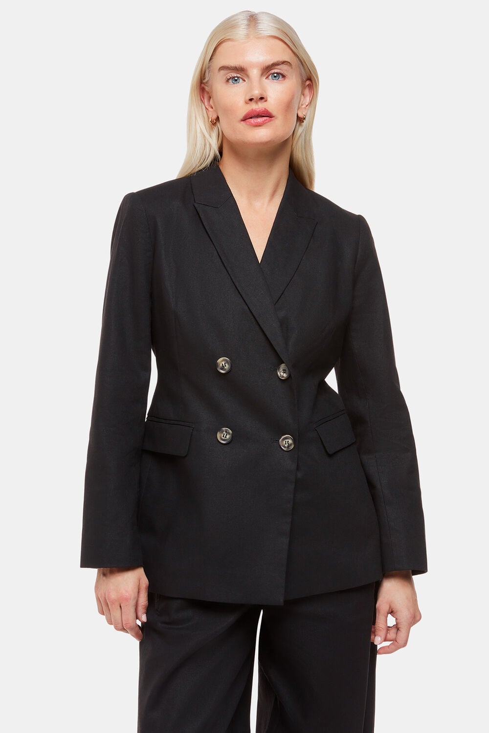 Black Petite Lindsey Linen Blend Blazer