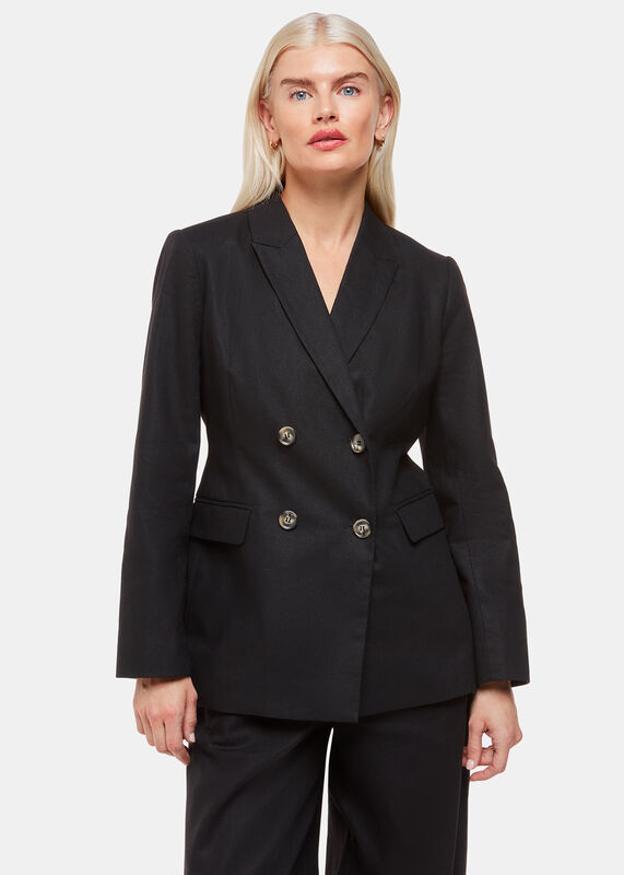 Black Petite Lindsey Linen Blend Blazer