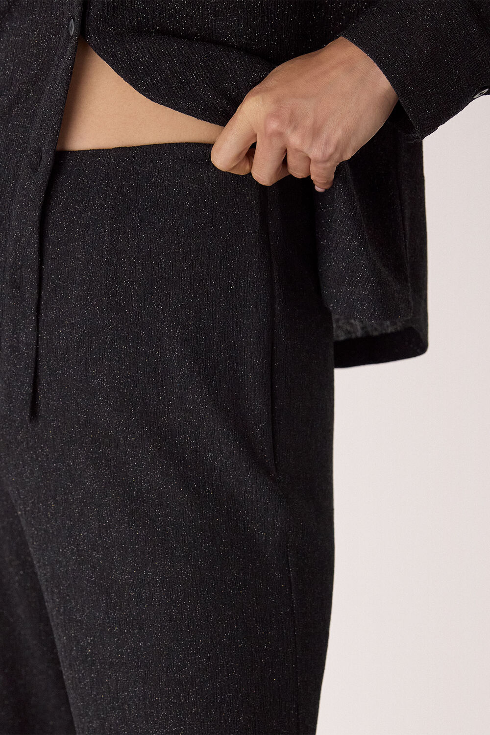 Black Eva Sparkle Cropped Trouser