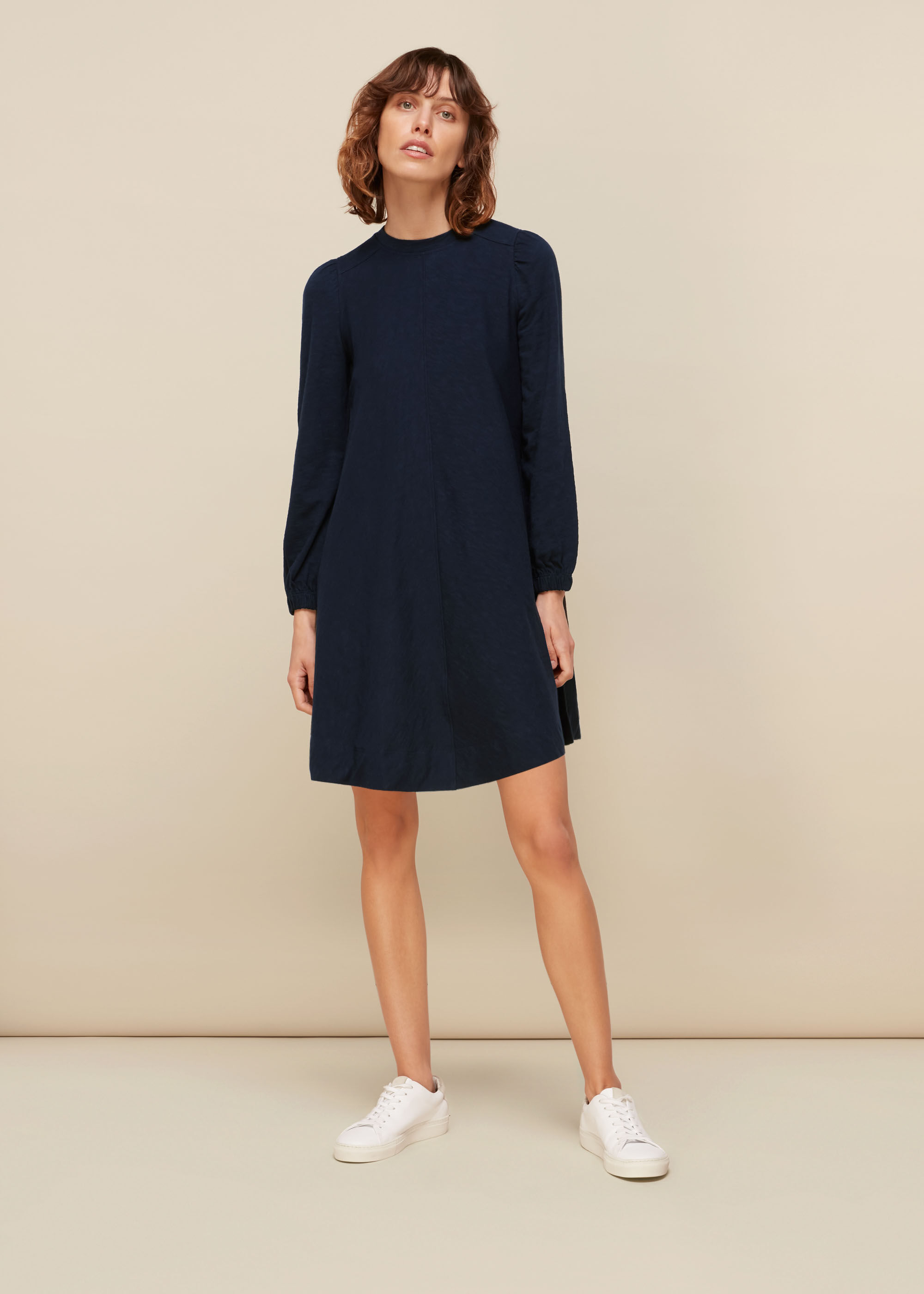 Navy Jersey Swing Dress