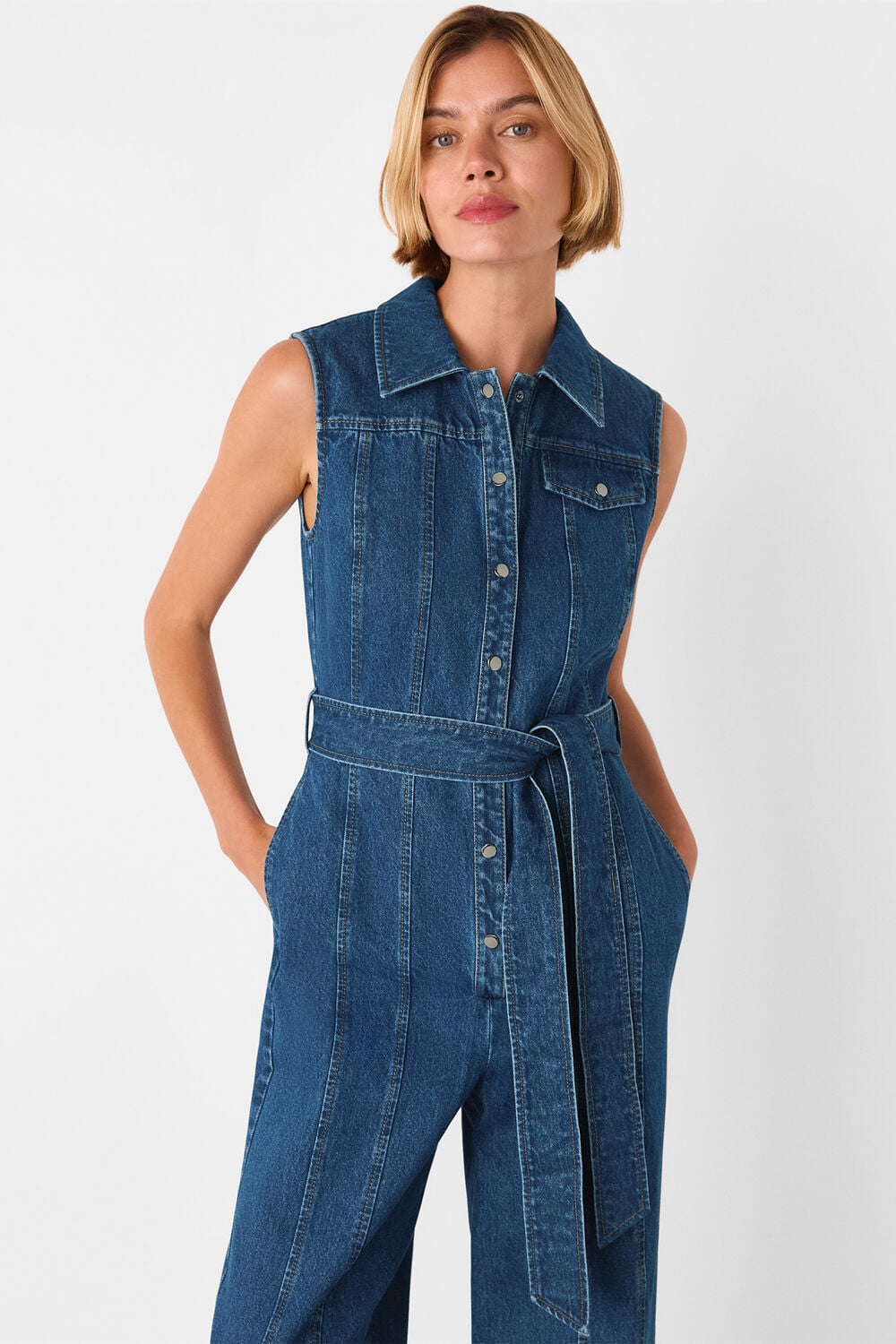 Dark Denim Barrel Leg Jumpsuit