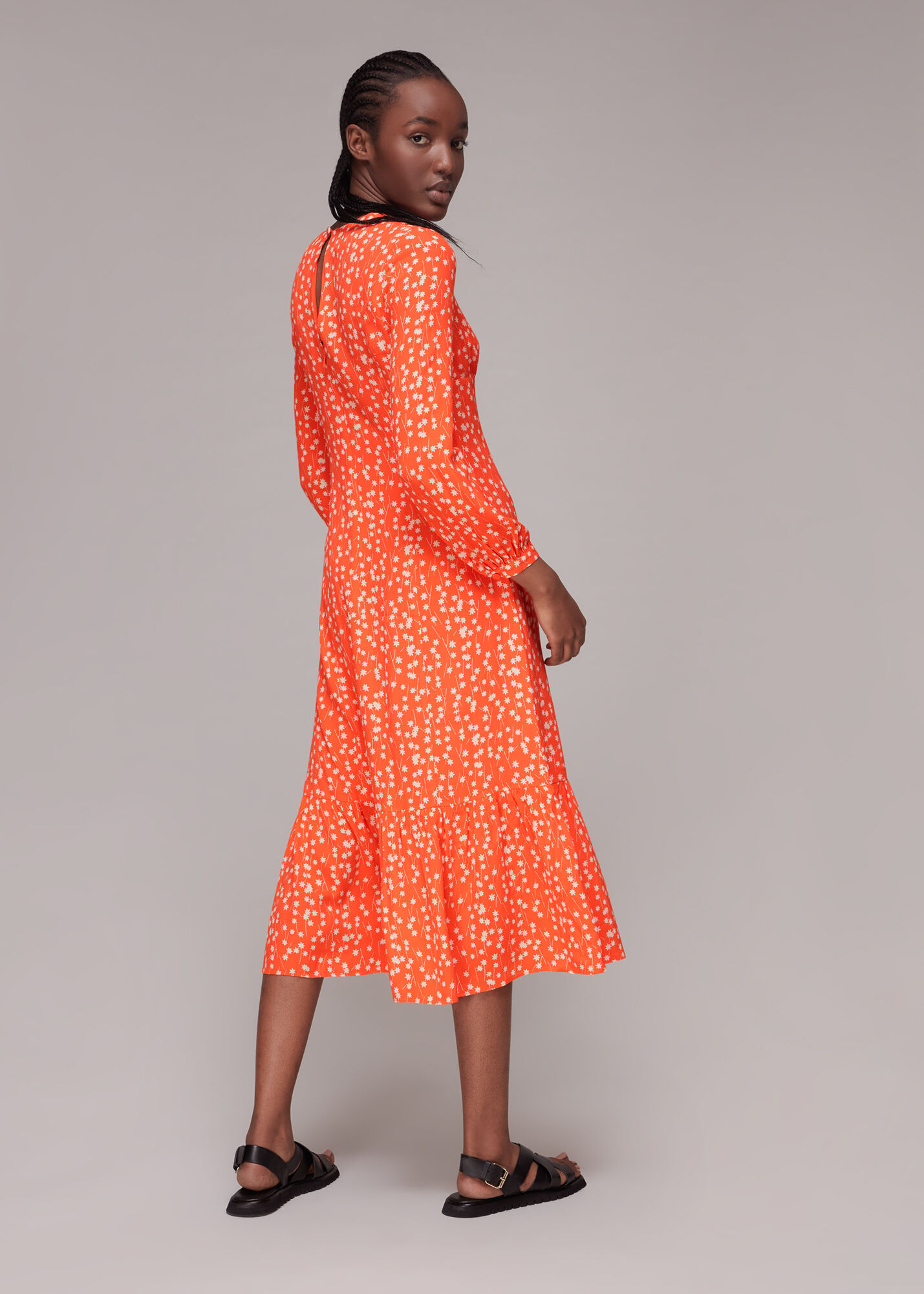 Star print cheap midi dress