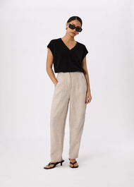 Petite Linen Barrel Leg Trouser