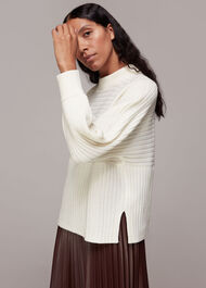 Contrasting Rib Funnel Neck