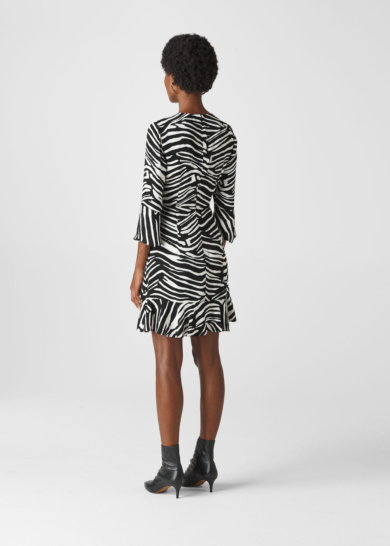 Zebra Print Flippy Dress Black/White