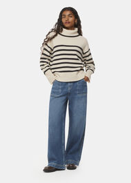 Petite Stripe Wool Roll Neck