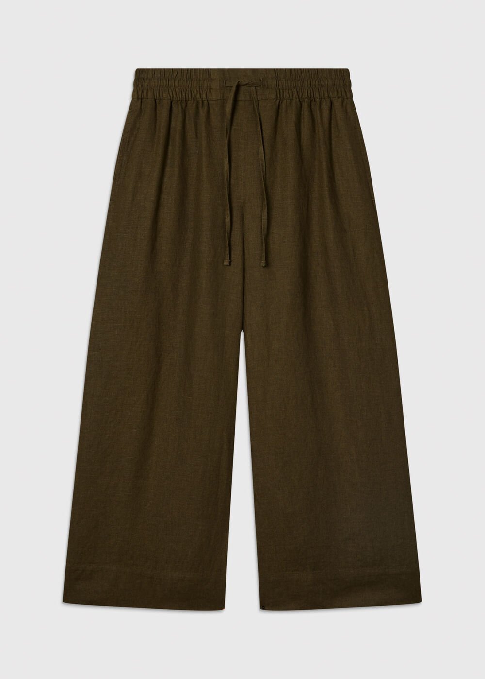 Petite Elasticated Linen Crop Trouser