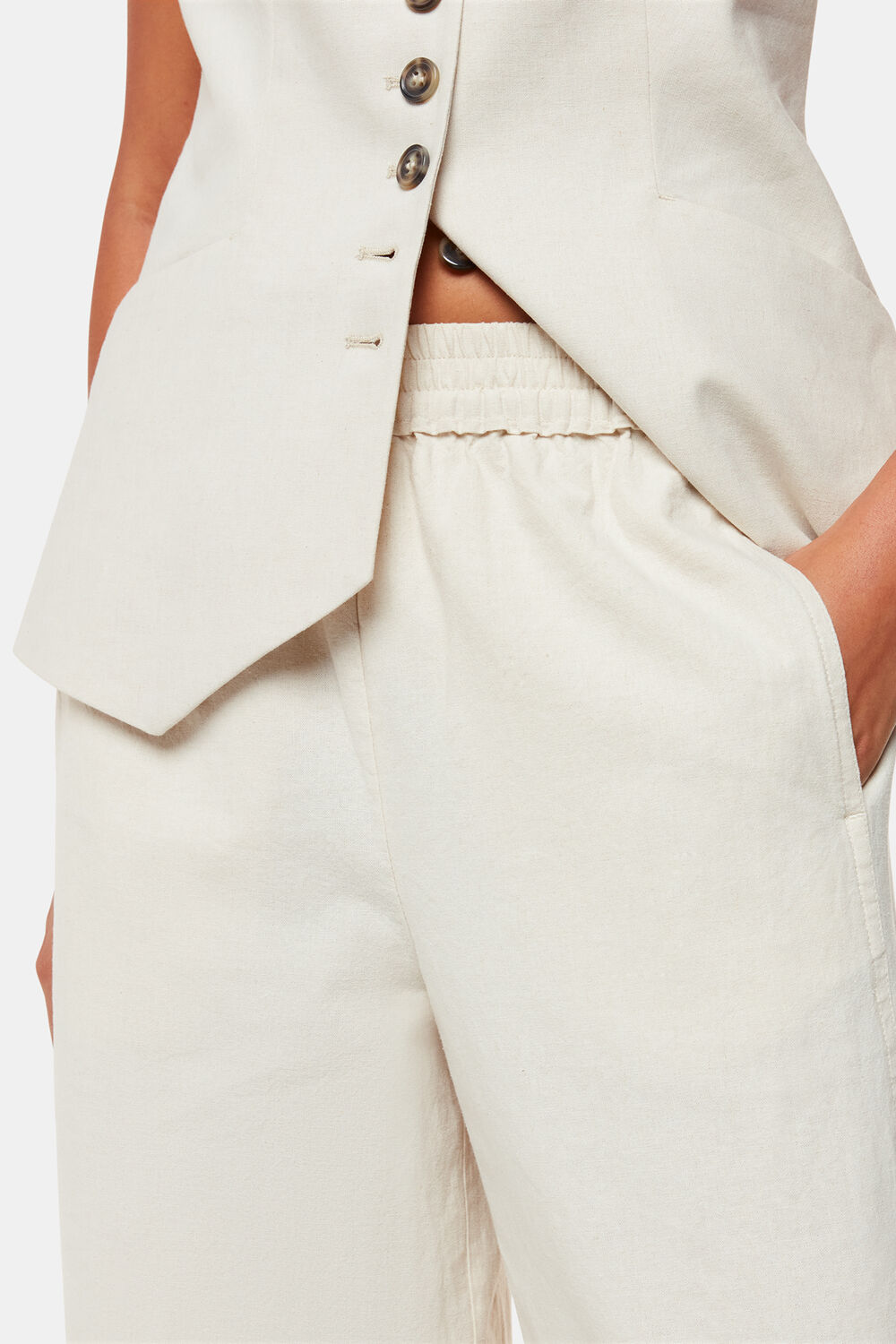 Oatmeal Lindsey Linen Blend Pants&nbsp;