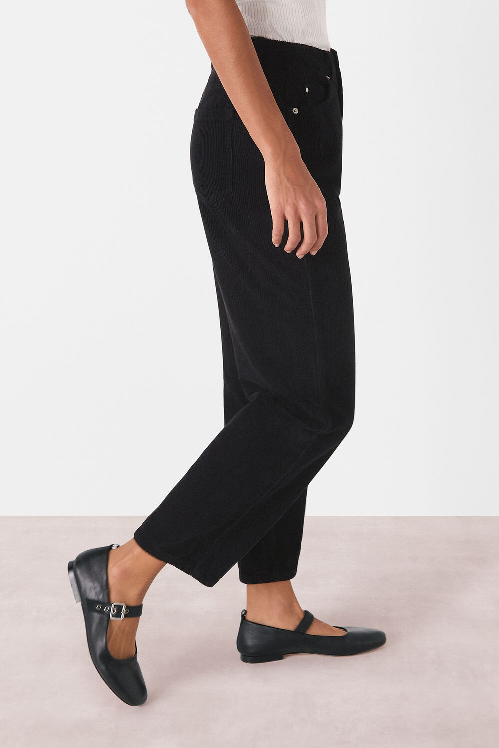 High Waist Cord Barrel Jean