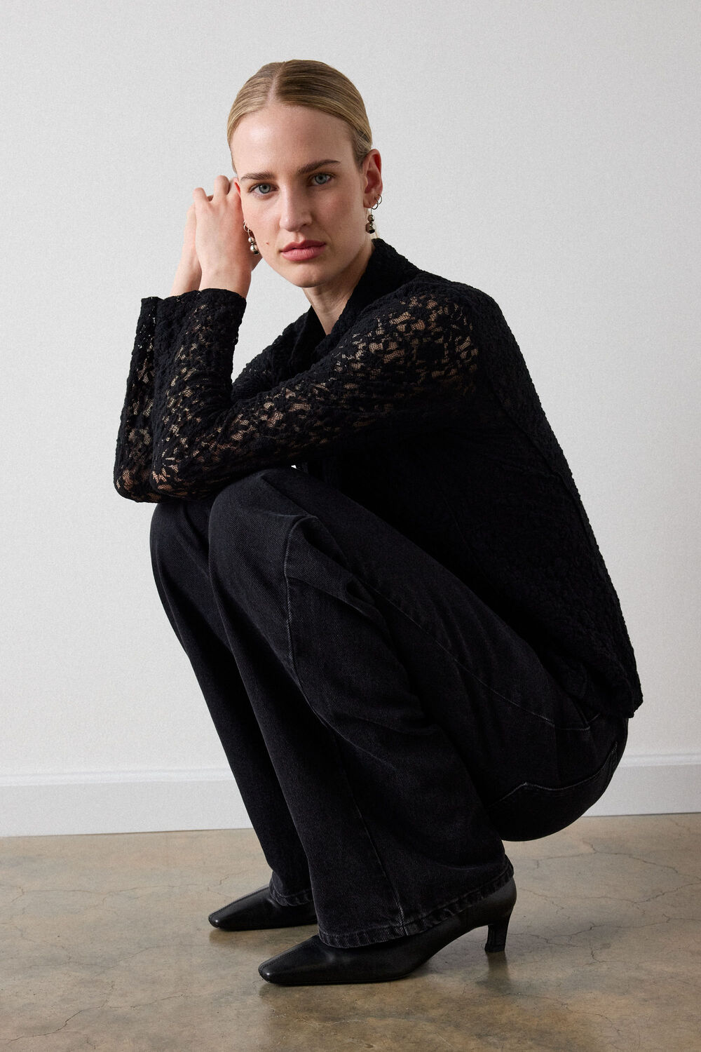 Black Lace Jersey Shirt