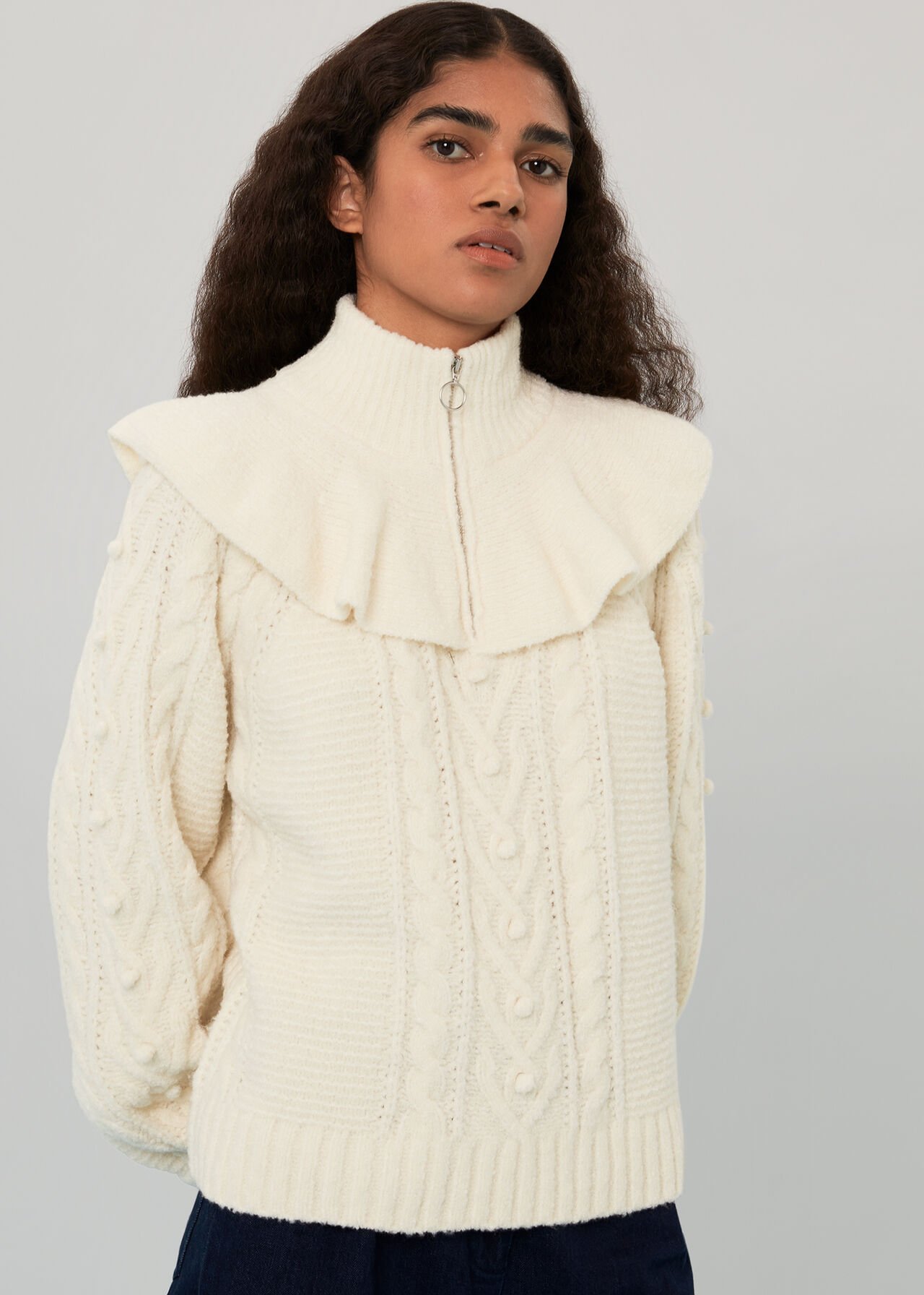 Electra Zip Frill Cable Knit