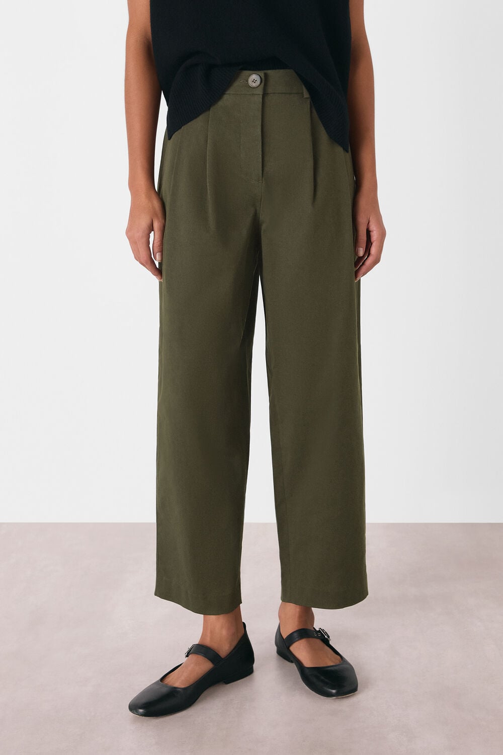 Khaki Bethany Barrel Leg Trouser