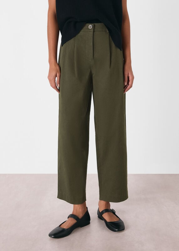 Khaki Bethany Barrel Leg Pants 