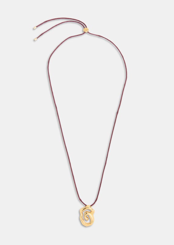 BURGUNDY Molten Abstract Cord Necklace