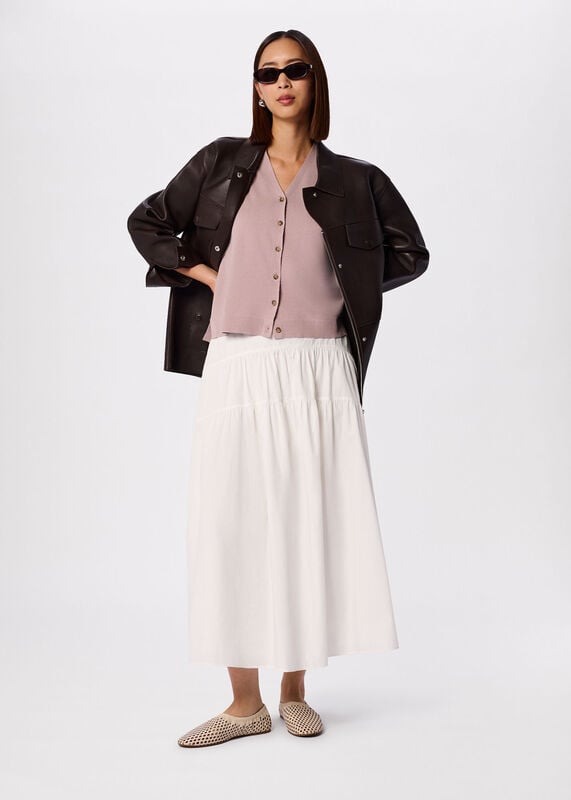 Pale Pink V Neck Button Front Knit Tank