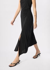 Ruched Cowl Neck Jersey Dress