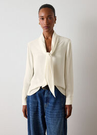 Tie Viscose Crepe Blouse