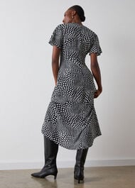 Mixed Spot V Neck Midi Dress