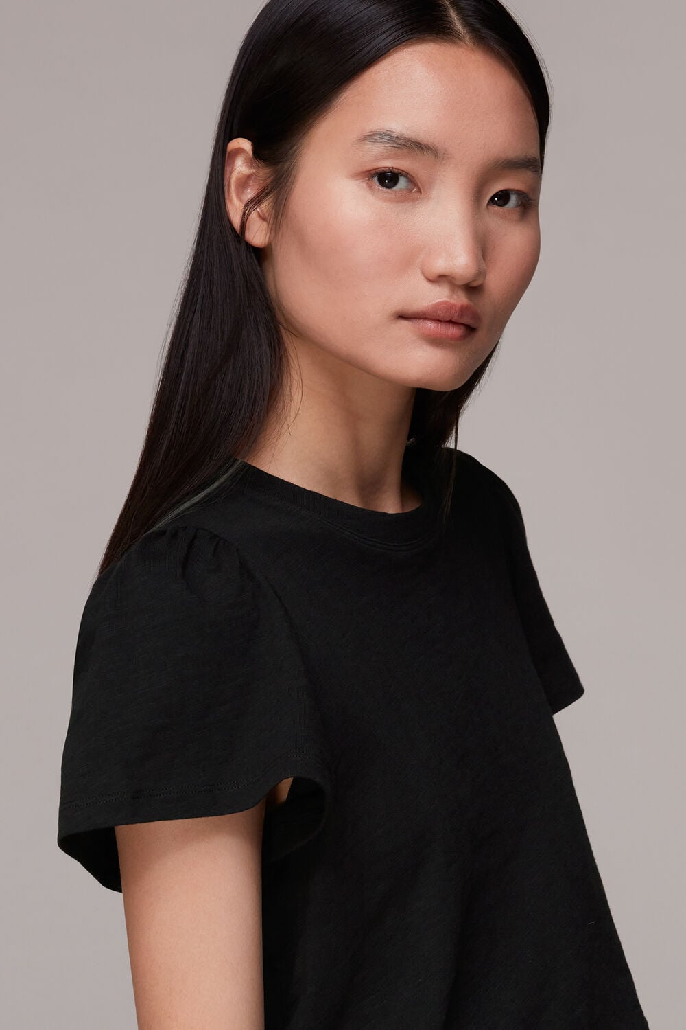 Cotton Frill Sleeve T Shirt