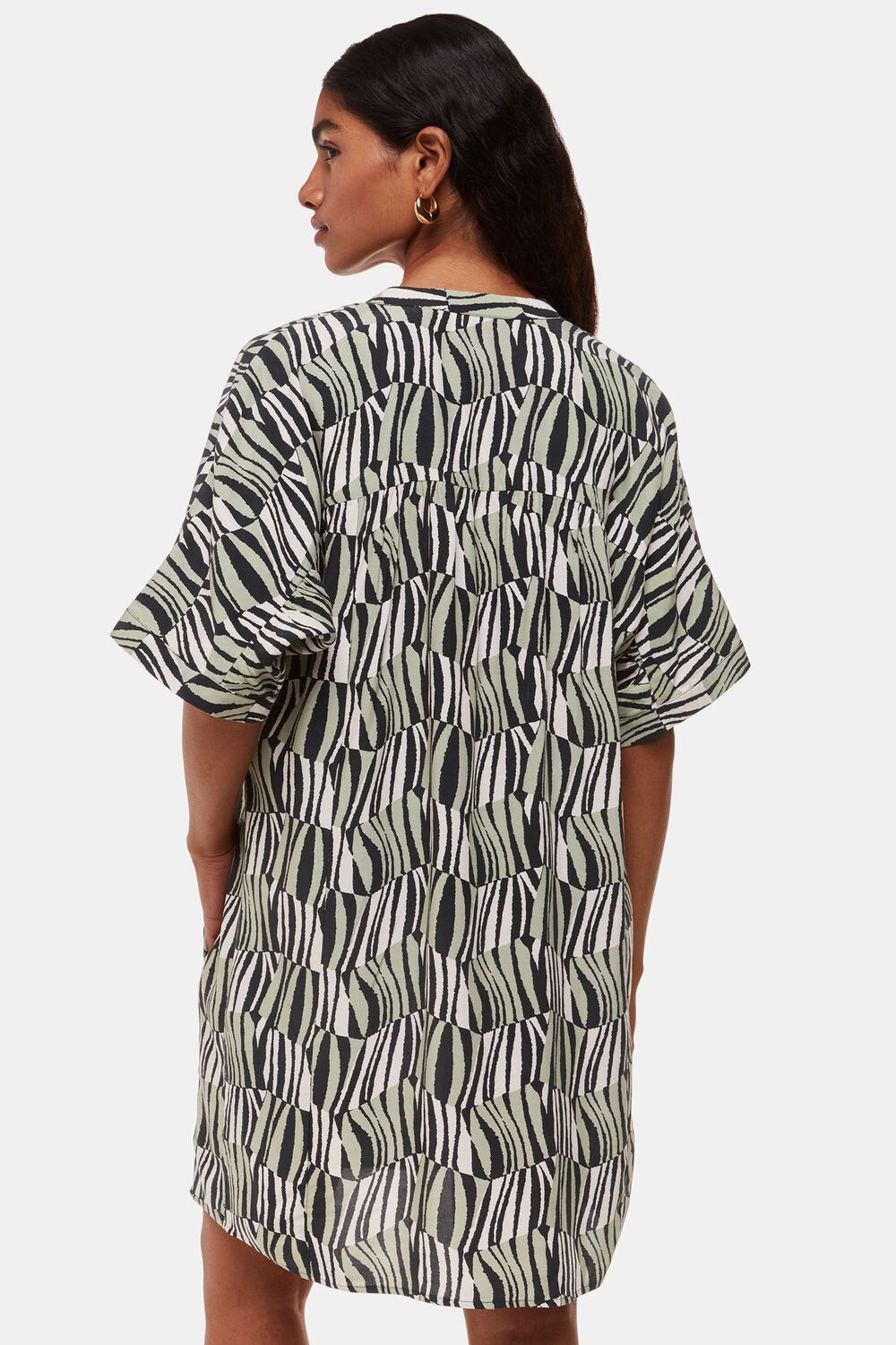 Green Petite Checkerboard Tiger Print Dress