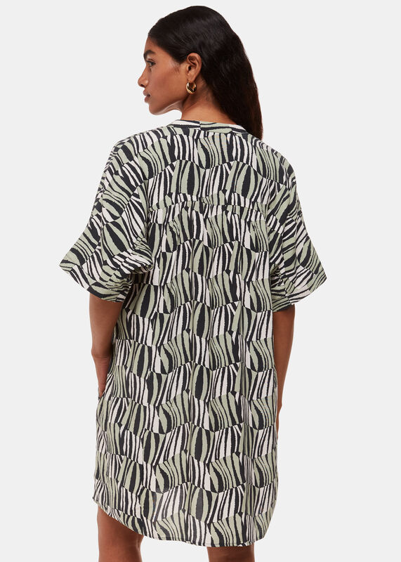 Green Petite Checkerboard Tiger Print Dress