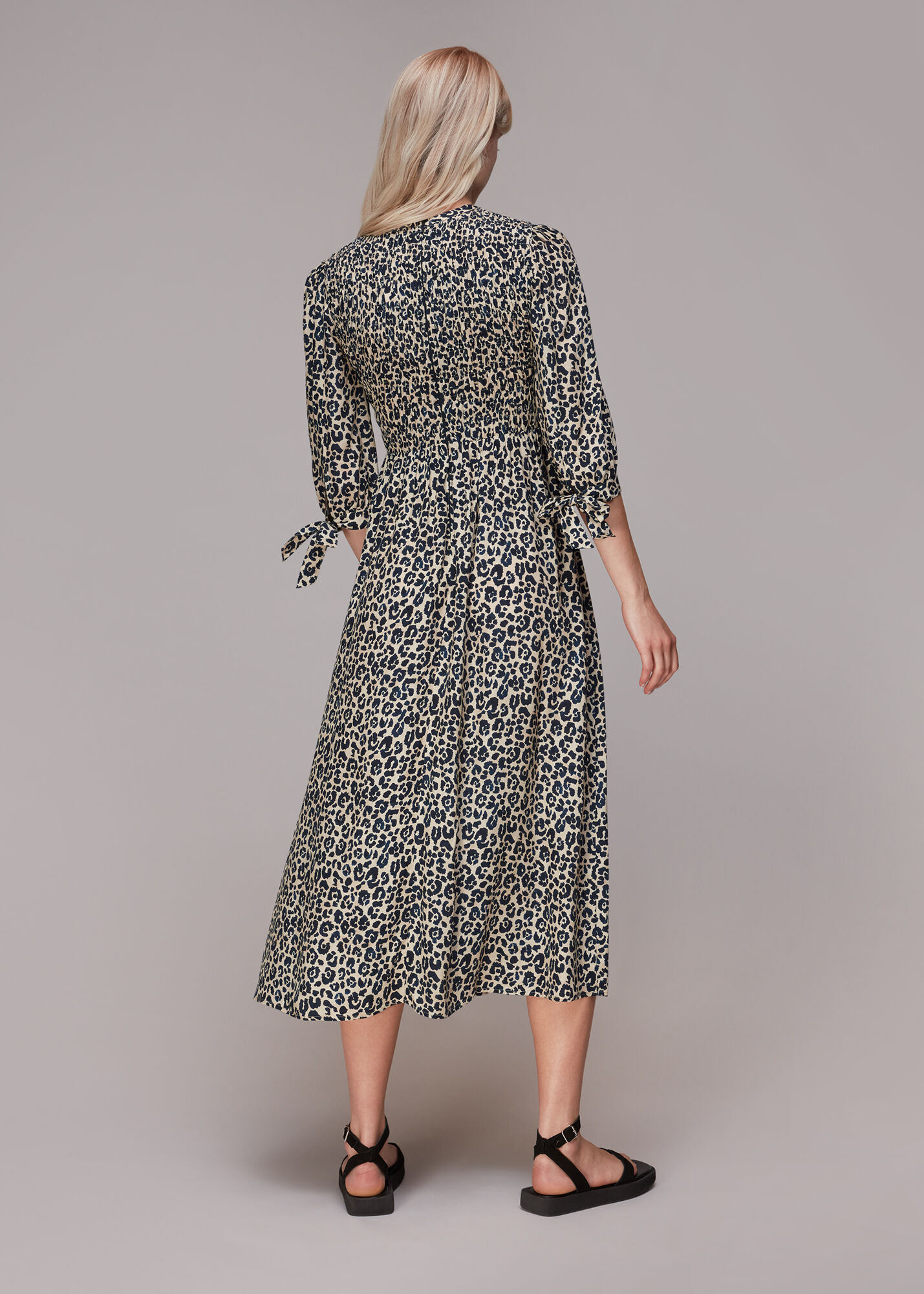 Leopard Print Cheetah Print Shirred Dress WHISTLES