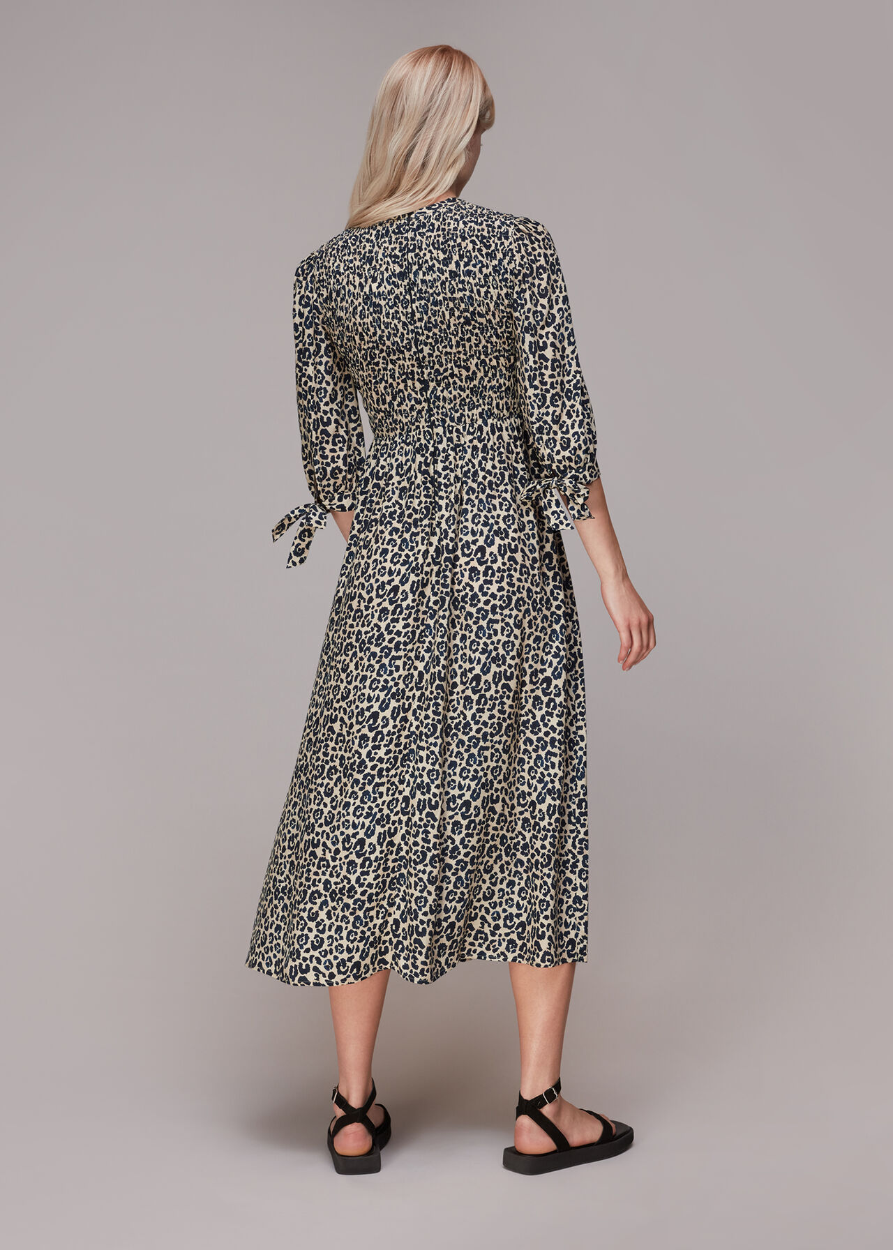 Cheetah Print Shirred Dress