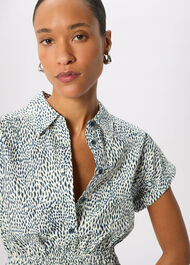 Petite Flecked Animal Collared Dress