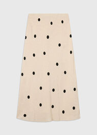 Jacquard Spot Satin Midi Skirt