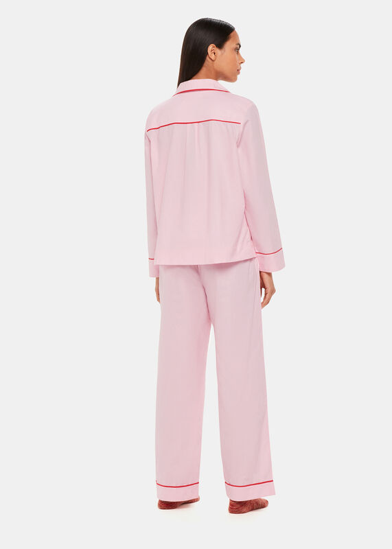 Pink Contrast Piping Pyjamas
