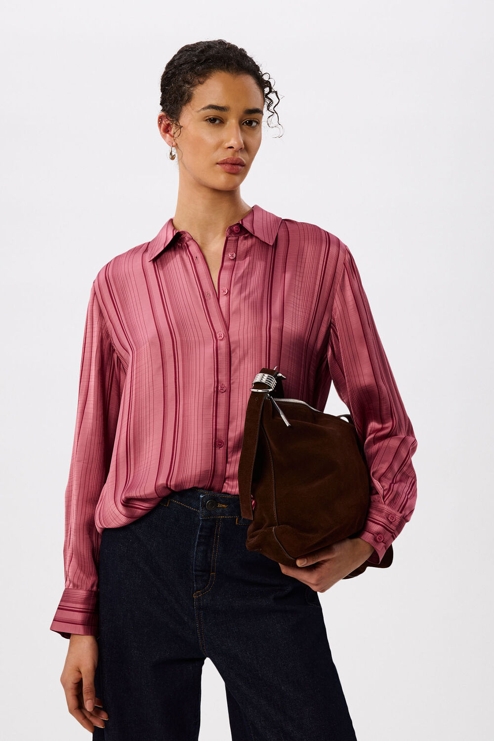 Pink Satin Stripe Shirt