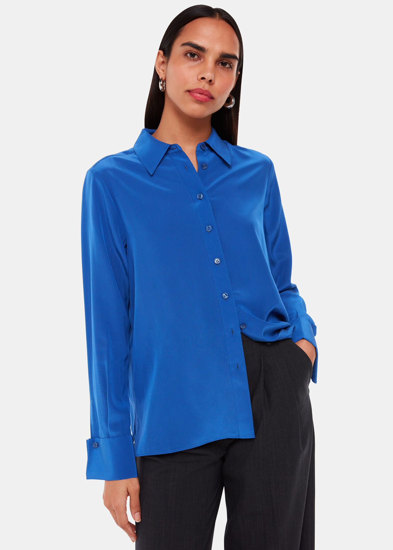Blue Ultimate Silk Shirt | WHISTLES | Whistles UK