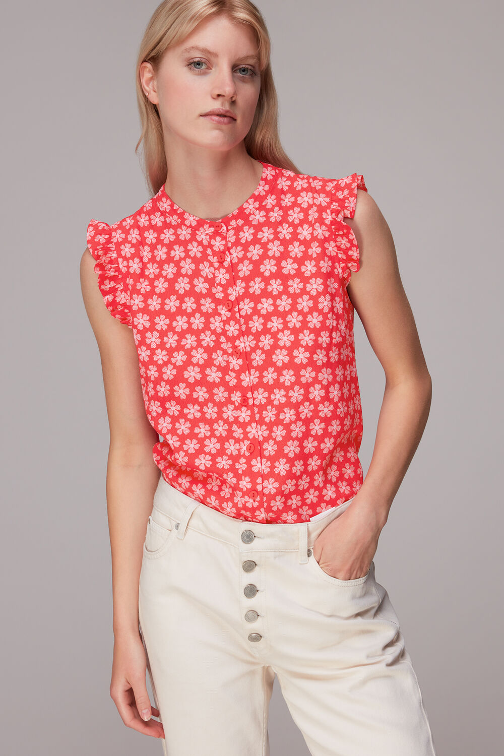 Daisy Check Frill Blouse