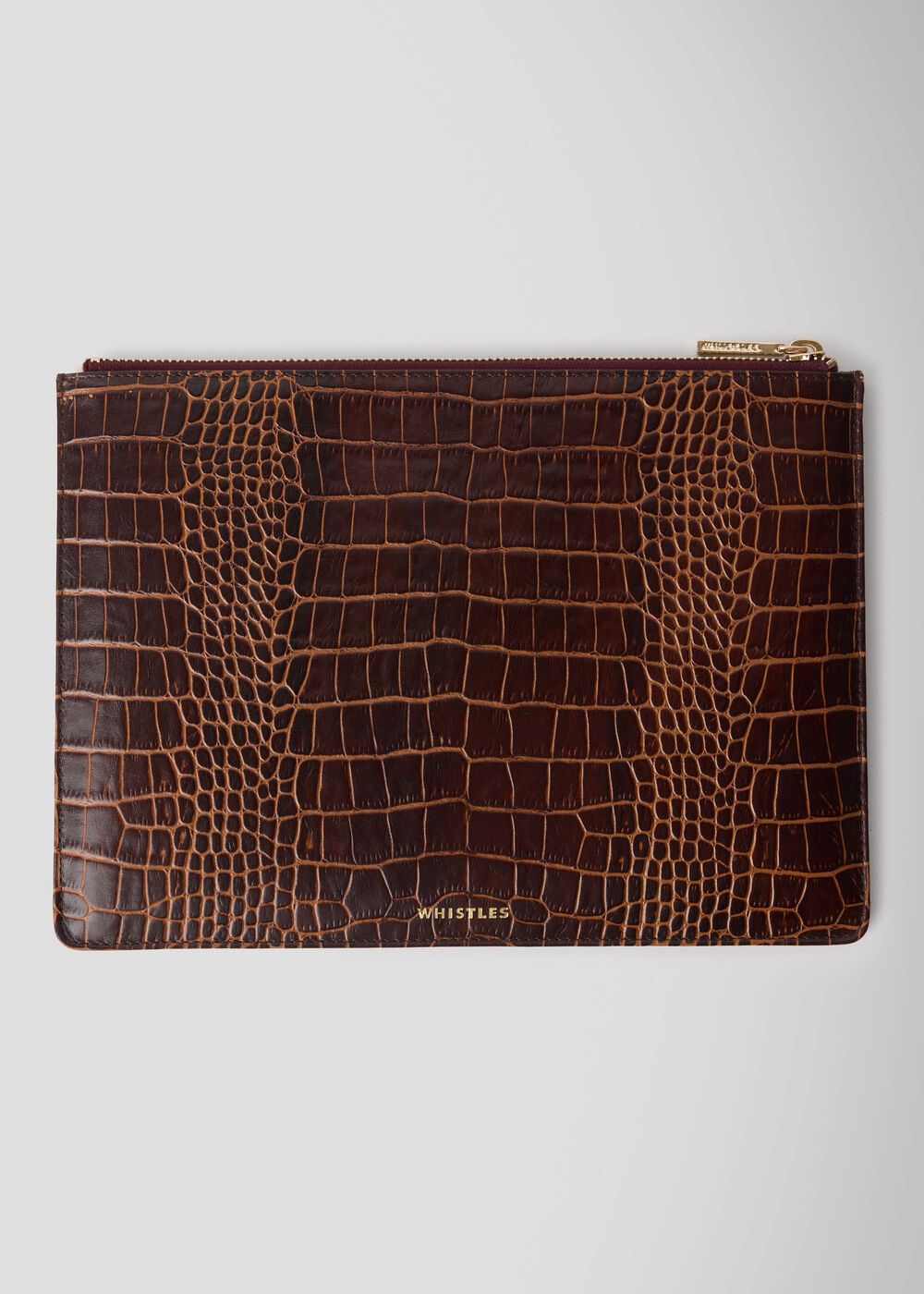 Croc Leather Medium Clutch
