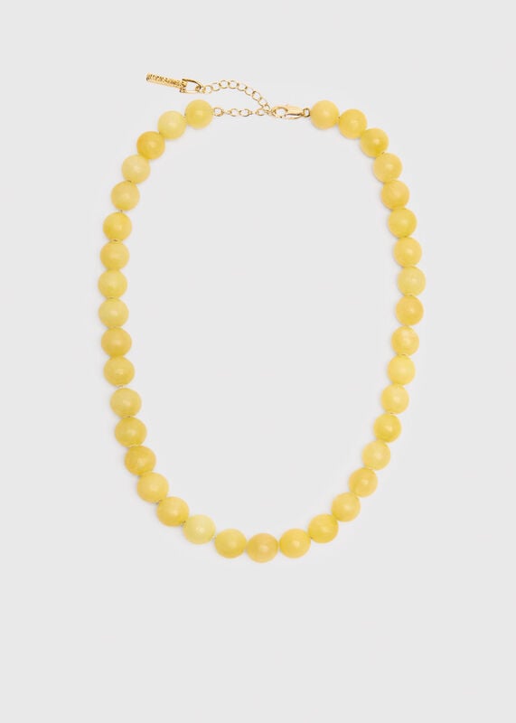 Pale Yellow Large Sphere Bead Necklace