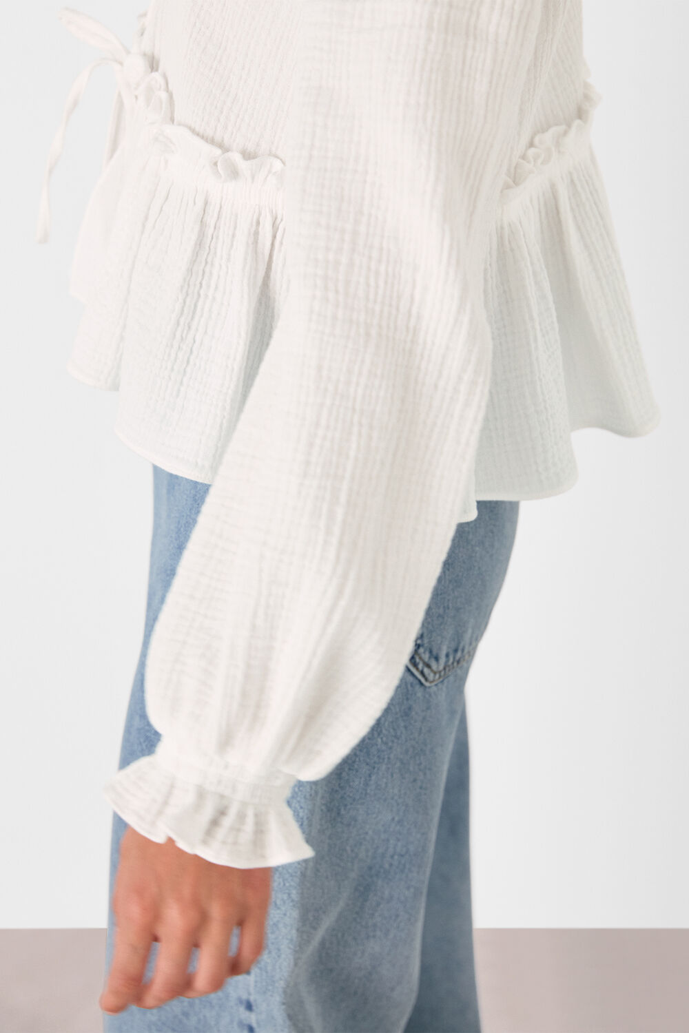 Cotton Frill Peplum Blouse