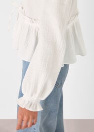 Cotton Frill Peplum Blouse