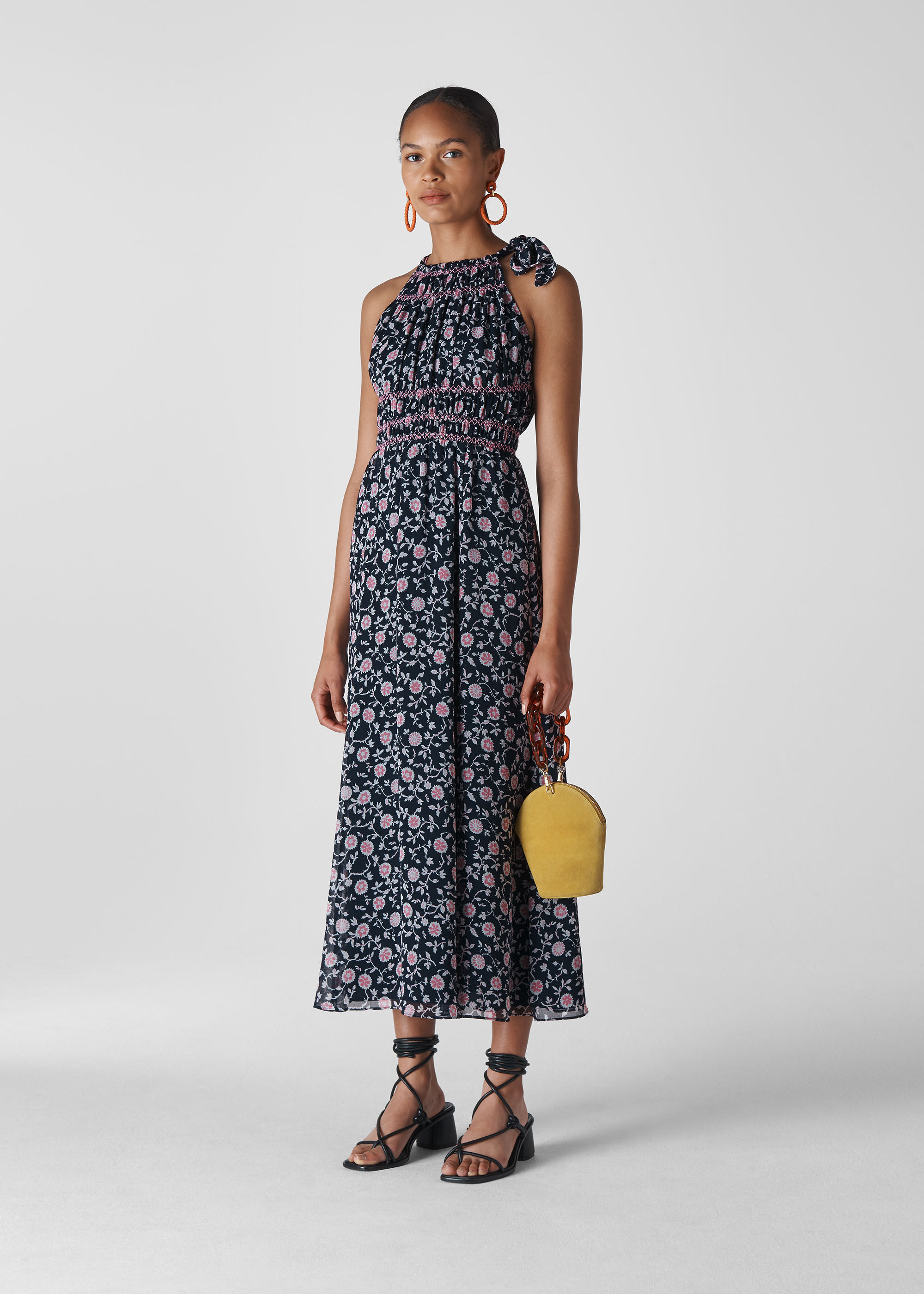 Blue Multi Marsha Print Midi Dress WHISTLES